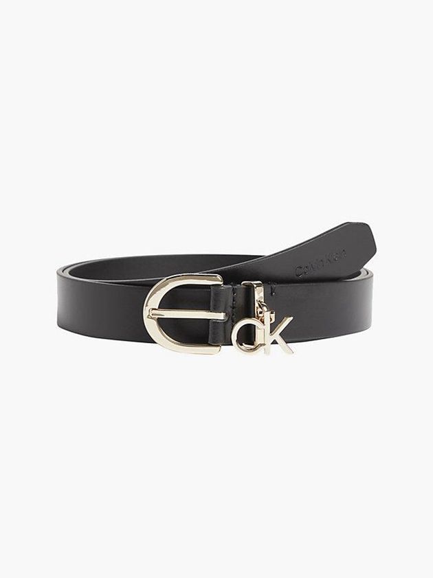 Black Calvin Klein Leather Logo Women Belt | LXRQ-97682