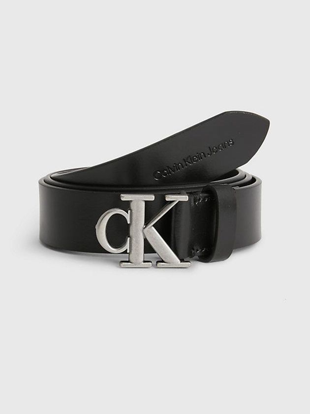 Black Calvin Klein Leather Logo Women Belt | XFWG-46207