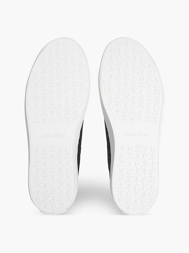 Black Calvin Klein Leather Logo Women Sneakers | ZRWN-20846
