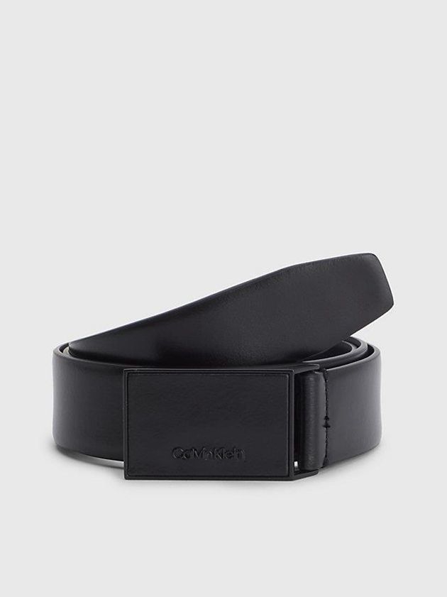 Black Calvin Klein Leather Men Belt | ADXR-39168