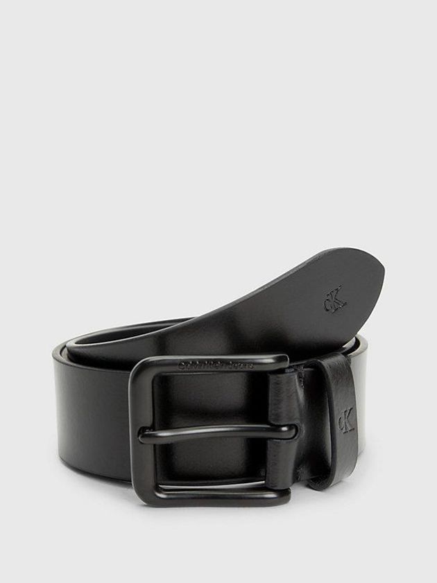 Black Calvin Klein Leather Men Belt | JCMS-04296
