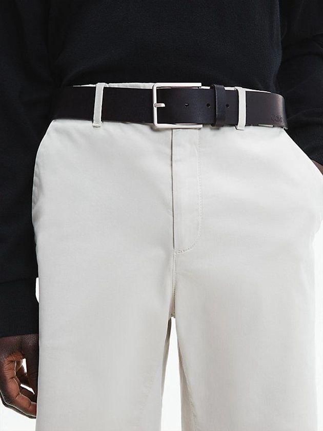 Black Calvin Klein Leather Men Belt | JTKH-26713