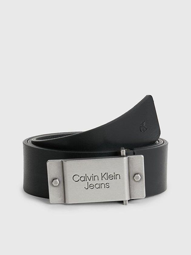 Black Calvin Klein Leather Men Belt | KUDB-01476