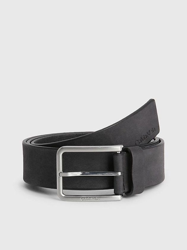 Black Calvin Klein Leather Men Belt | NPHC-53624