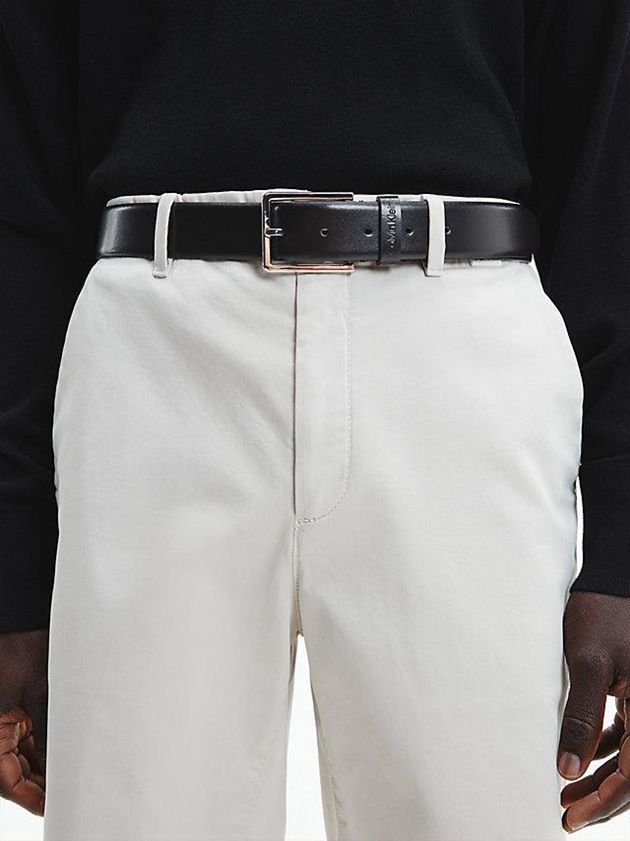 Black Calvin Klein Leather Men Belt | OTNG-89345