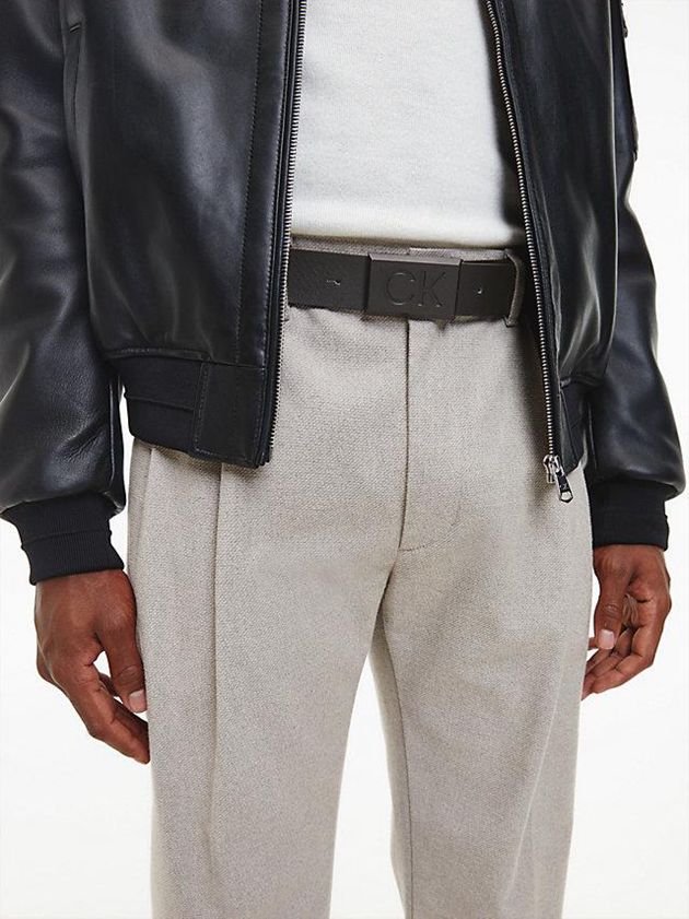 Black Calvin Klein Leather Men Belt | WCQK-17035