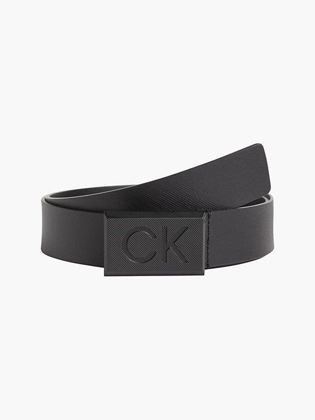 Black Calvin Klein Leather Men Belt | WCQK-17035