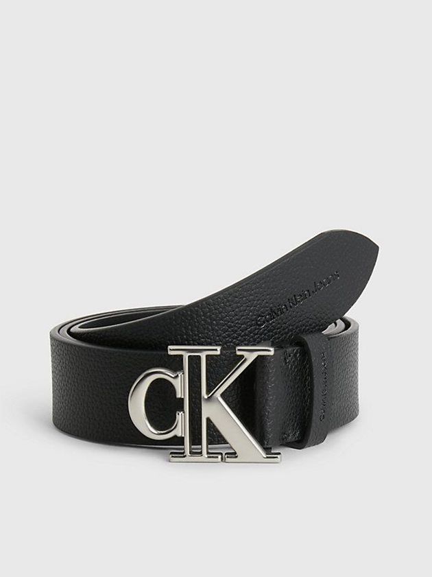 Black Calvin Klein Leather Men Belt | YUIE-85230