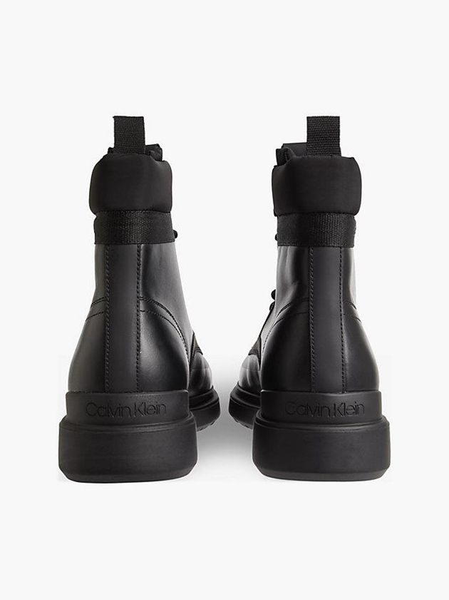 Black Calvin Klein Leather Men Boots | KUWG-61589