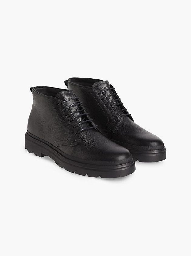Black Calvin Klein Leather Men Boots | QJRL-61840