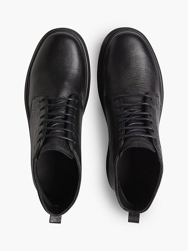 Black Calvin Klein Leather Men Boots | QJRL-61840