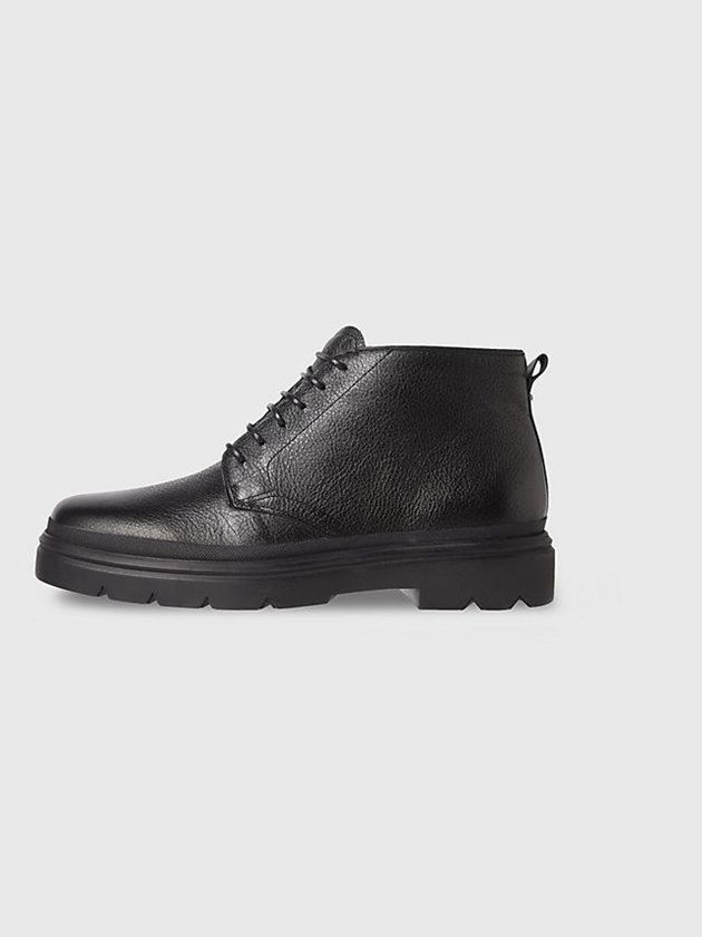 Black Calvin Klein Leather Men Boots | QJRL-61840