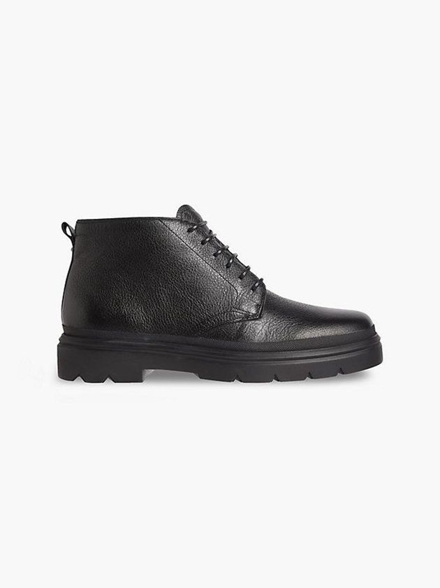 Black Calvin Klein Leather Men Boots | QJRL-61840