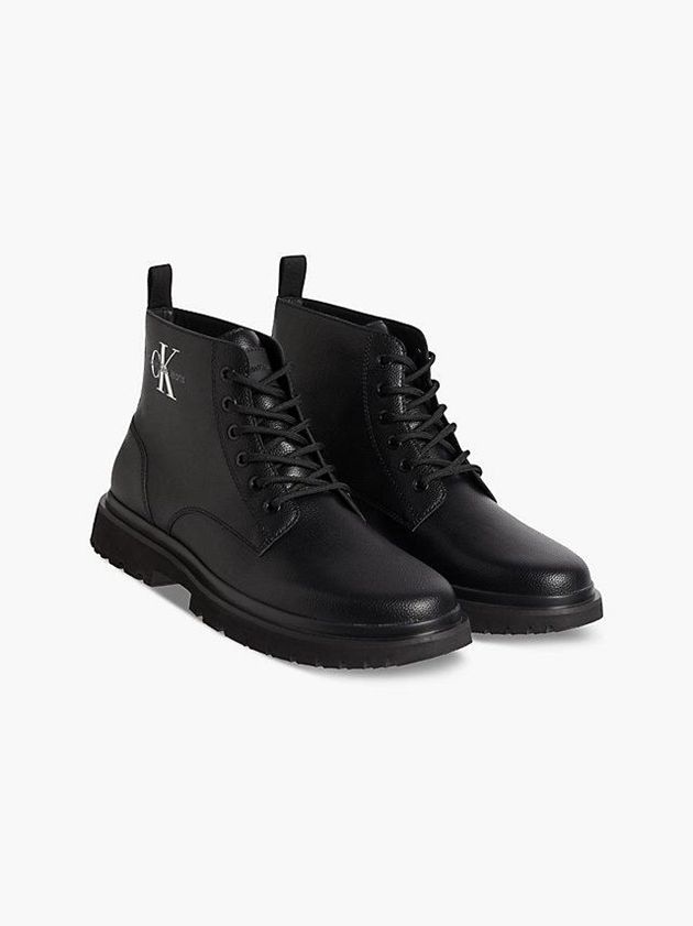 Black Calvin Klein Leather Men Boots | RSFH-31690
