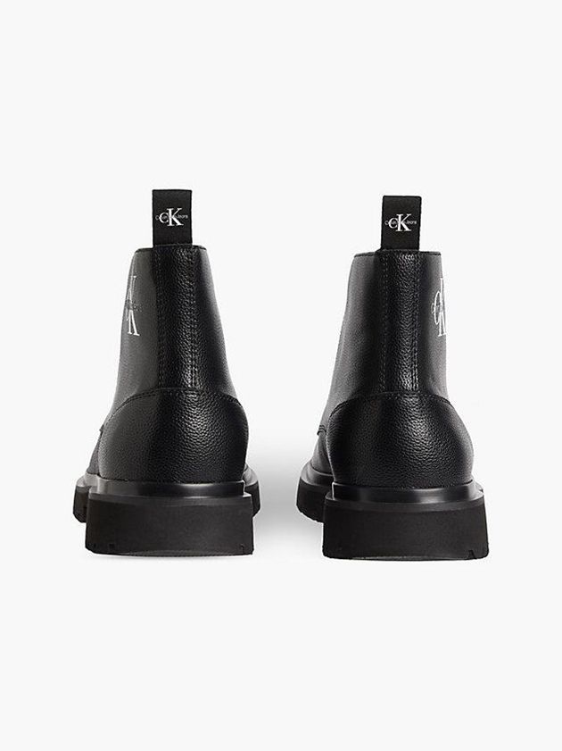 Black Calvin Klein Leather Men Boots | RSFH-31690