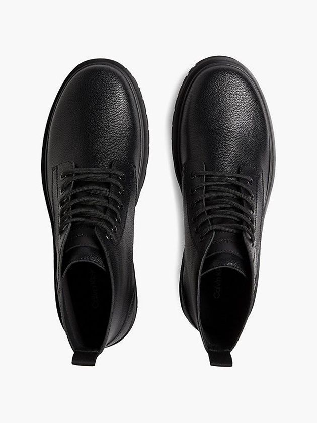 Black Calvin Klein Leather Men Boots | RSFH-31690