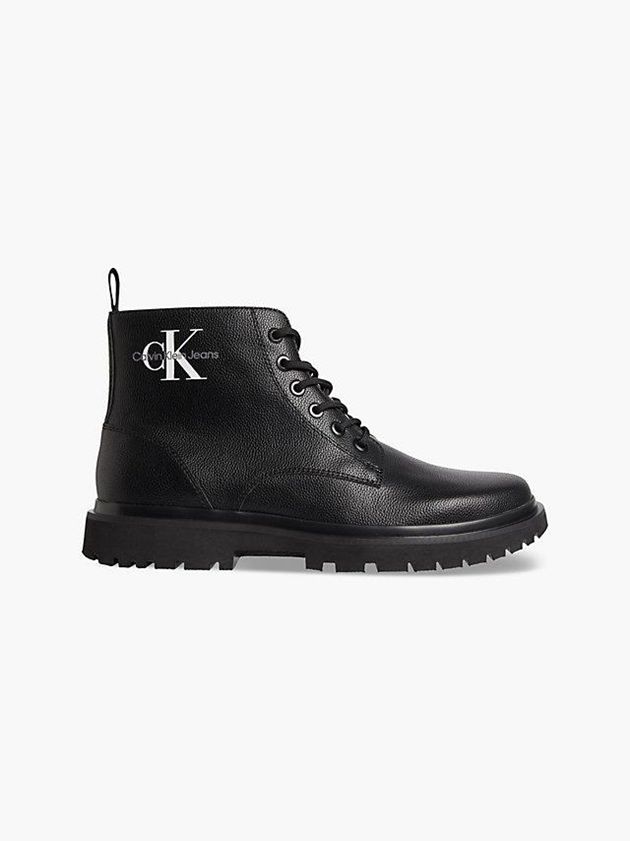 Black Calvin Klein Leather Men Boots | RSFH-31690