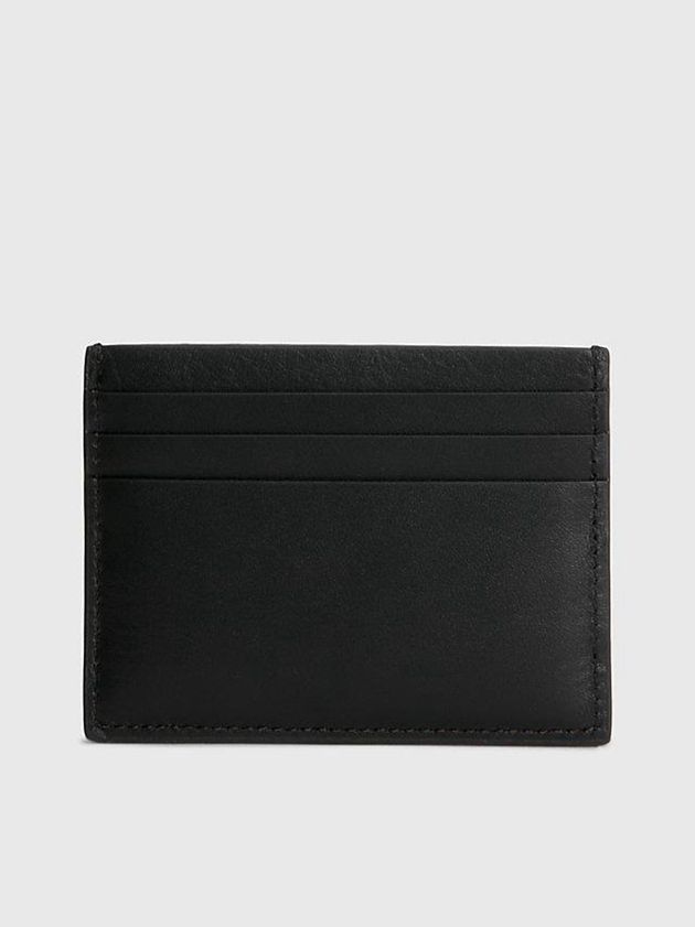 Black Calvin Klein Leather Men Cardholders | MNOQ-09861