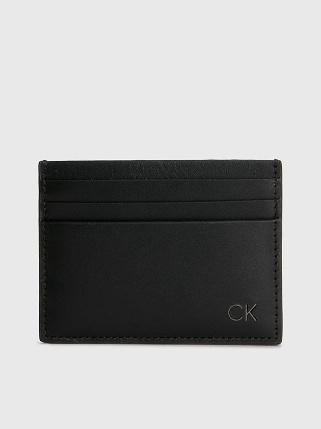 Black Calvin Klein Leather Men Cardholders | MNOQ-09861
