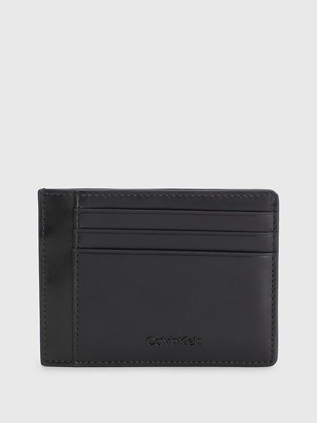 Black Calvin Klein Leather Men Cardholders | JTUL-54693
