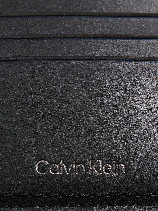 Black Calvin Klein Leather Men Cardholders | NWIS-36045