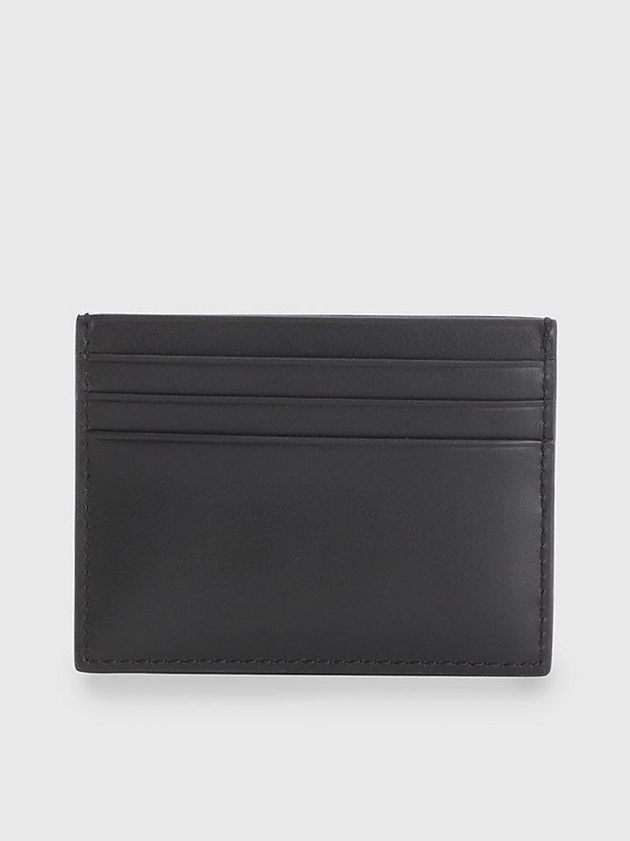 Black Calvin Klein Leather Men Cardholders | NWIS-36045