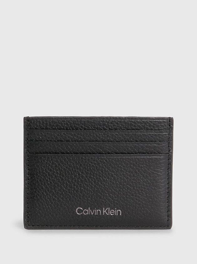 Black Calvin Klein Leather Men Cardholders | KWFD-73890