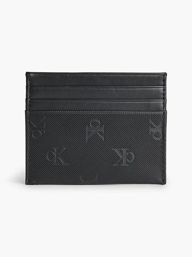 Black Calvin Klein Leather Men Cardholders | TZJS-57643