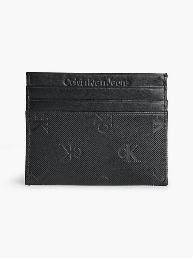Black Calvin Klein Leather Men Cardholders | TZJS-57643
