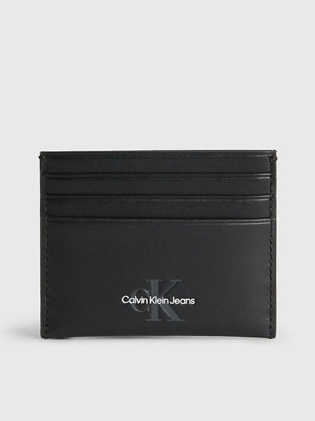 Black Calvin Klein Leather Men Cardholders | UFMW-80216