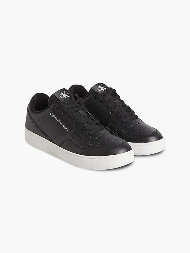 Black Calvin Klein Leather Men Sneakers | AMRF-92106