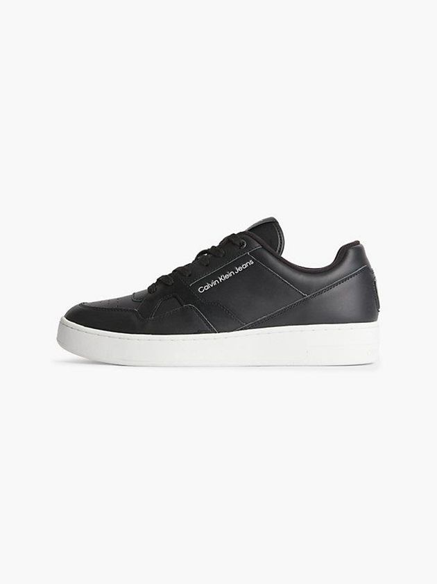 Black Calvin Klein Leather Men Sneakers | AMRF-92106