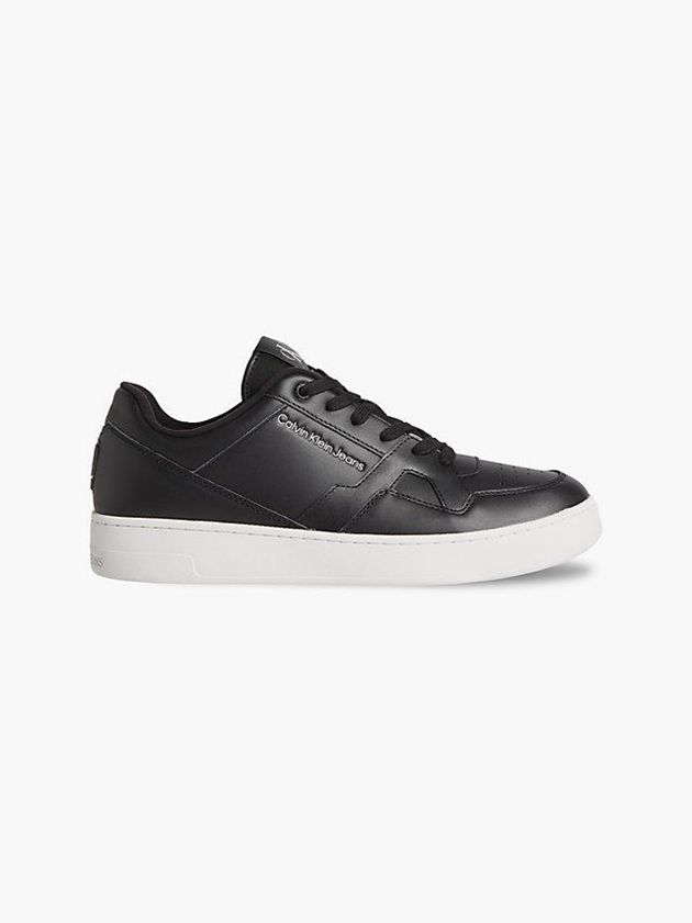 Black Calvin Klein Leather Men Sneakers | AMRF-92106
