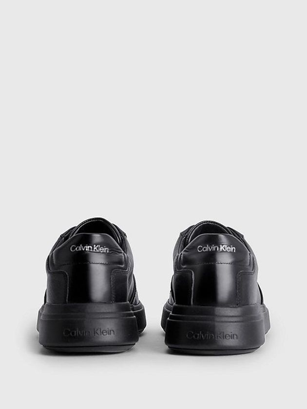 Black Calvin Klein Leather Men Sneakers | GQXJ-84327