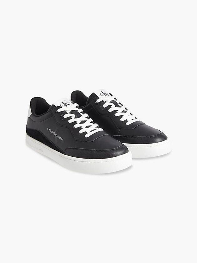 Black Calvin Klein Leather Men Sneakers | TFGI-63197