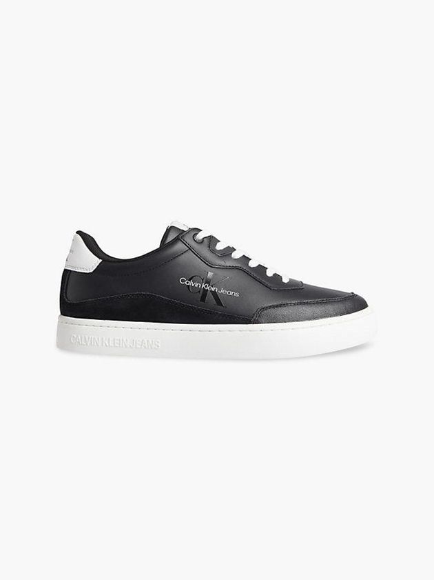 Black Calvin Klein Leather Men Sneakers | TFGI-63197
