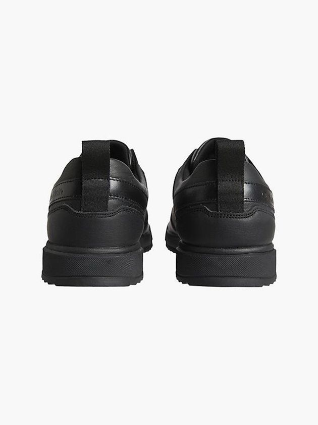 Black Calvin Klein Leather Men Sneakers | VUBM-42531