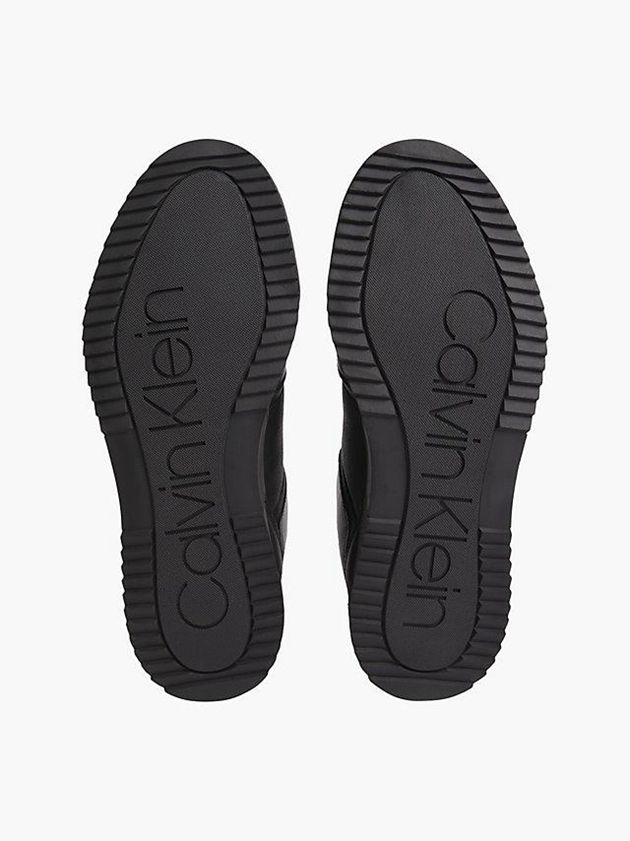 Black Calvin Klein Leather Men Sneakers | VUBM-42531