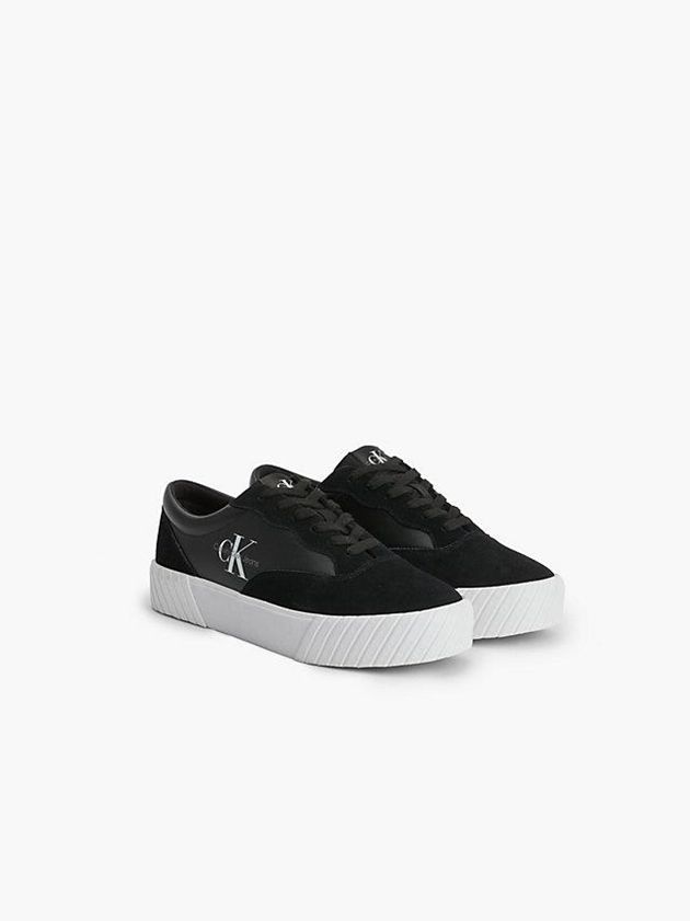 Black Calvin Klein Leather Men Sneakers | RCBY-65872