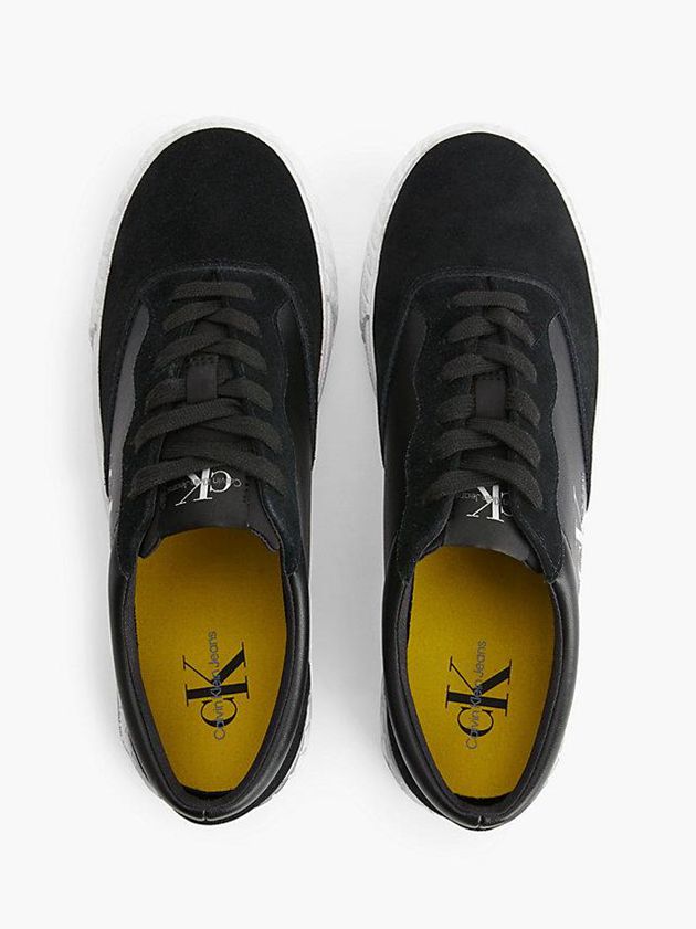 Black Calvin Klein Leather Men Sneakers | RCBY-65872