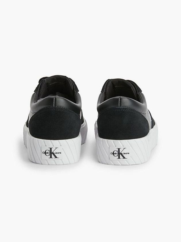 Black Calvin Klein Leather Men Sneakers | RCBY-65872