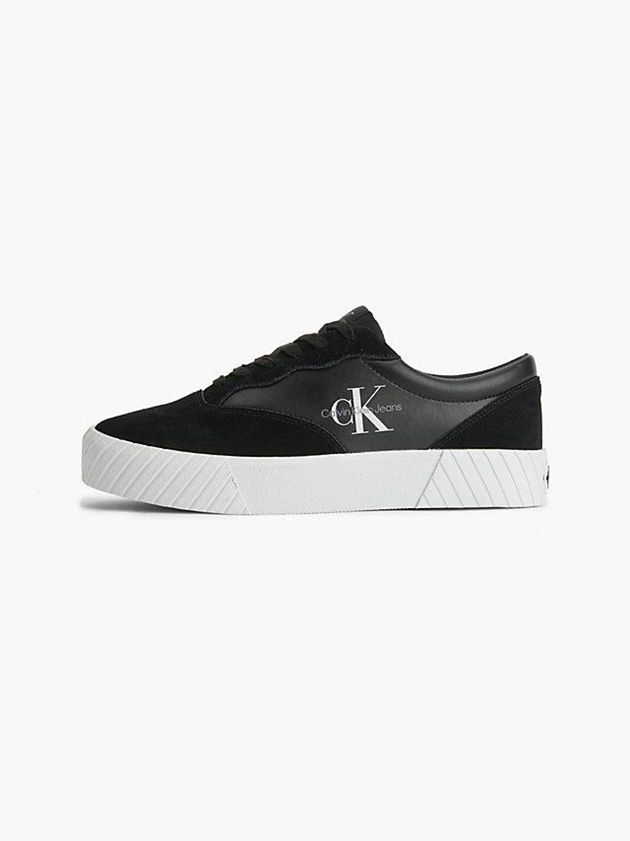 Black Calvin Klein Leather Men Sneakers | RCBY-65872