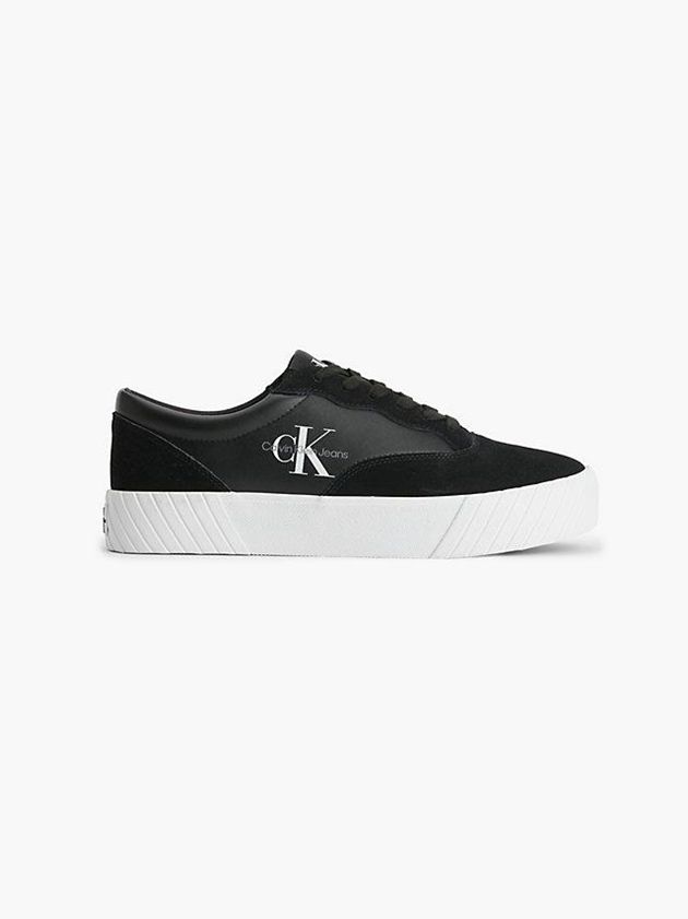 Black Calvin Klein Leather Men Sneakers | RCBY-65872
