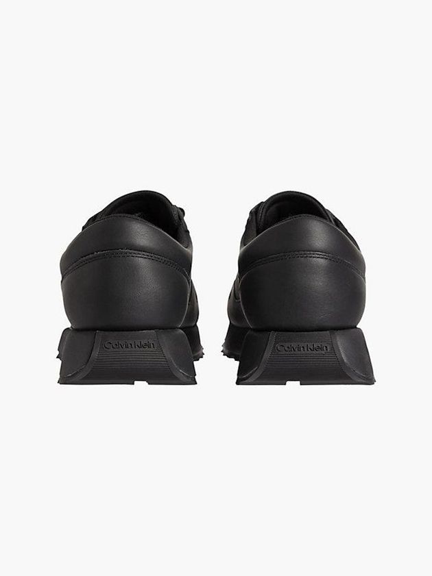 Black Calvin Klein Leather Men Sneakers | QWLV-17046