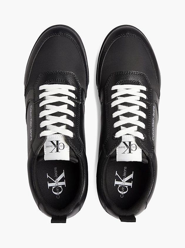 Black Calvin Klein Leather Men Sneakers | GBOR-98064