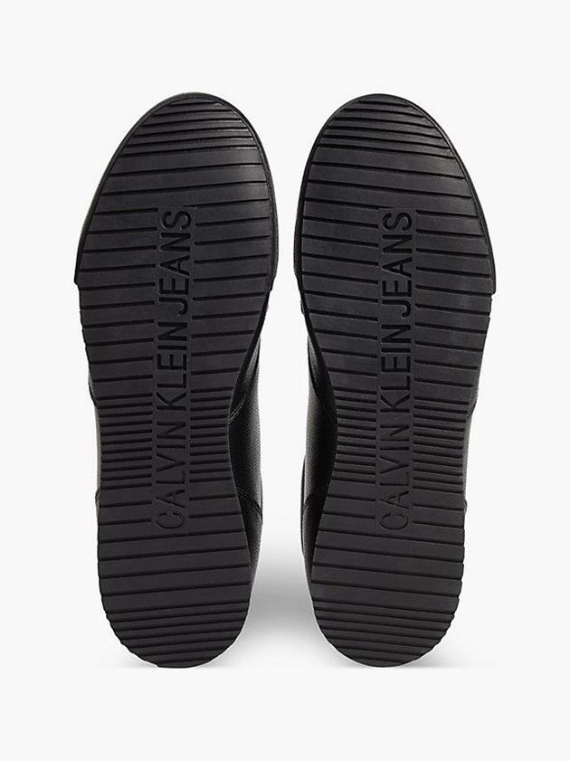 Black Calvin Klein Leather Men Sneakers | GBOR-98064