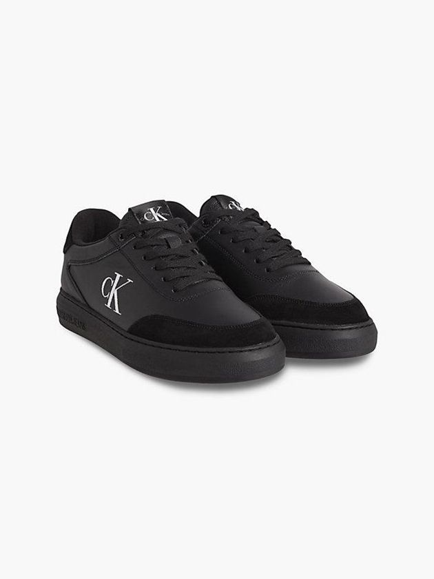 Black Calvin Klein Leather Men Sneakers | JOZL-40527