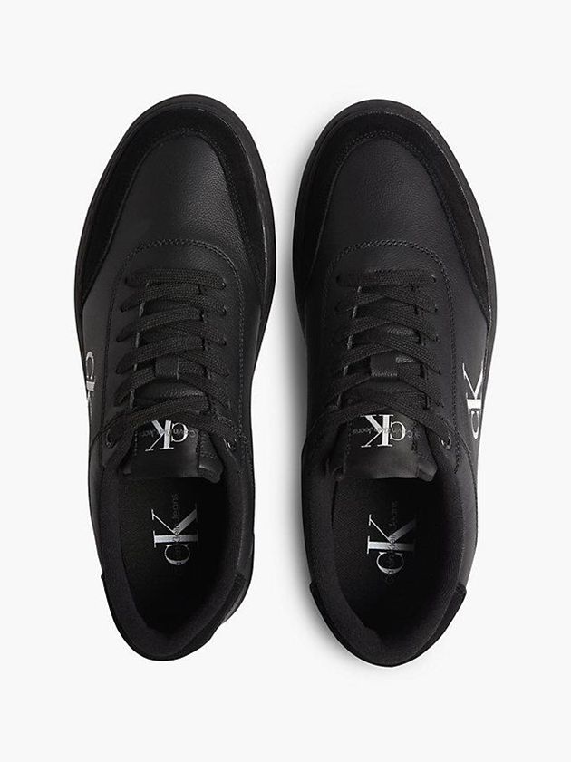 Black Calvin Klein Leather Men Sneakers | JOZL-40527