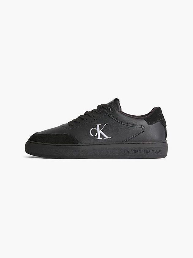 Black Calvin Klein Leather Men Sneakers | JOZL-40527