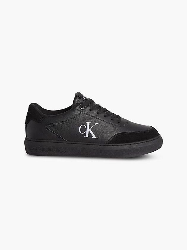 Black Calvin Klein Leather Men Sneakers | JOZL-40527